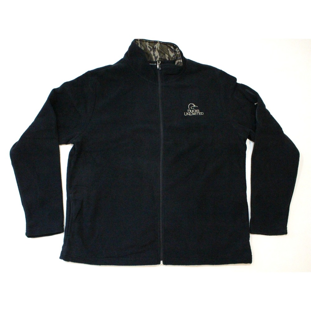 Ducks Unlimited Jacket Mens L Black Fleece Lined Full Zip Hunting Outdoor‎ Logo